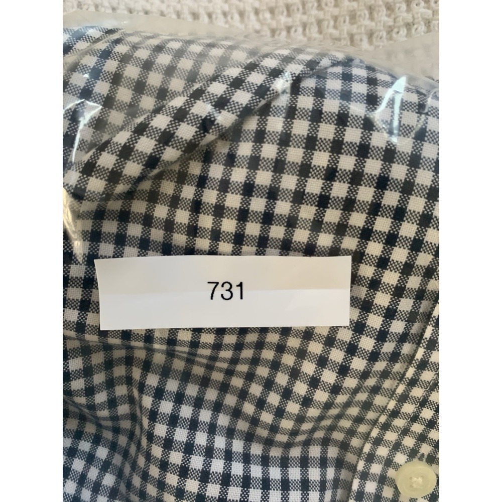 Banana Republic Shirt Men's Large L Untucked Fit White Blue Checked - Picture 11 of 11